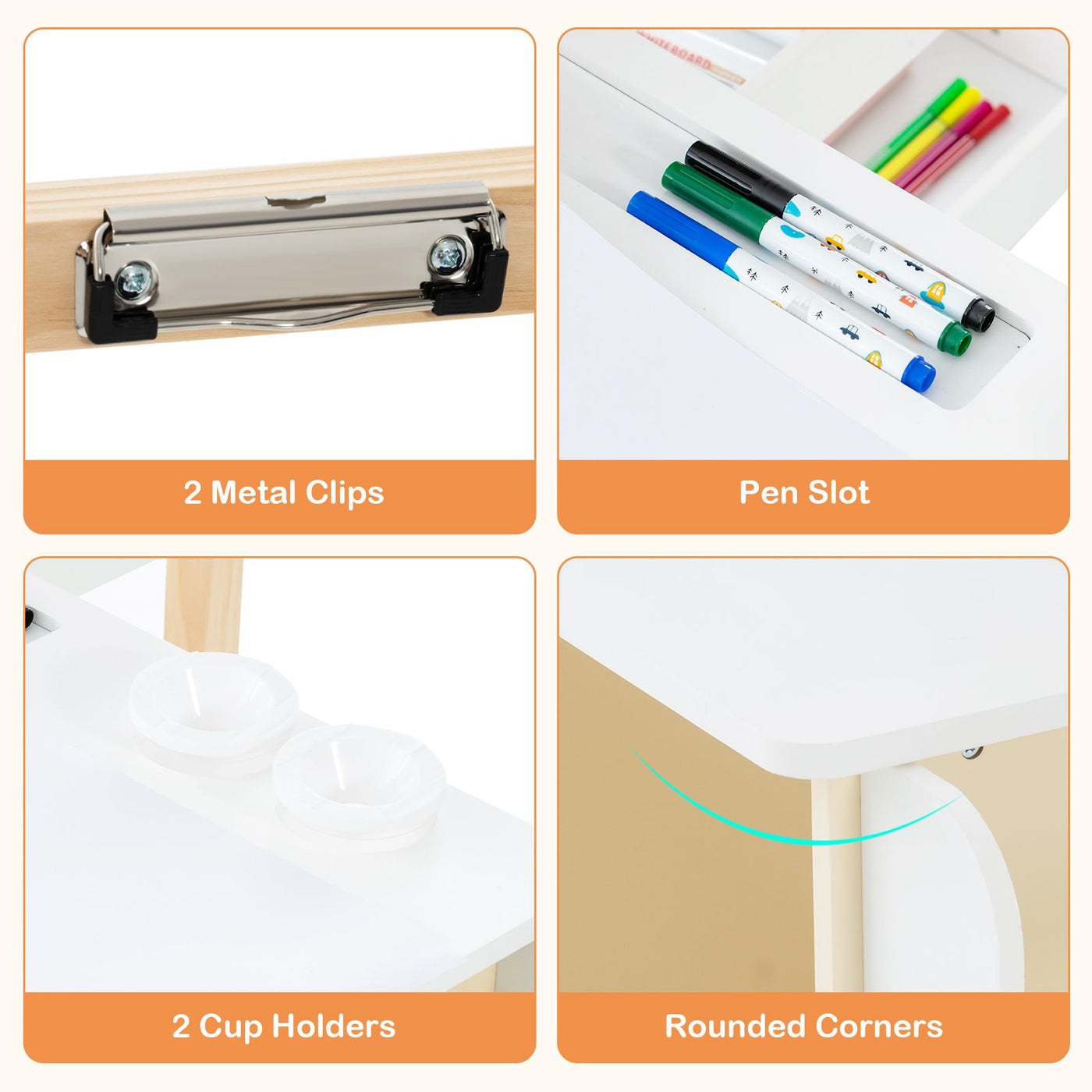 Kids Art Easel Table and Bench Set with Adjustable Easel and Bookshelf