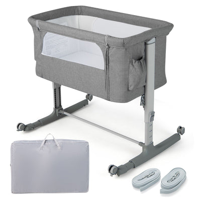 3-In-1 Adjustable Baby Bedside Bassinet with Mattress