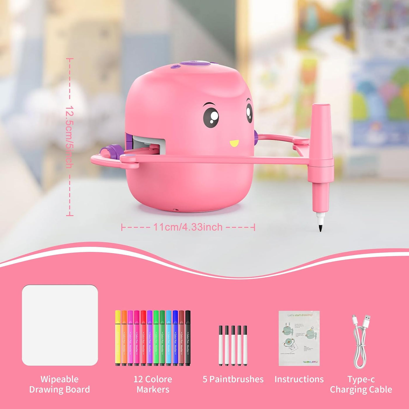 Interactive Drawing Robot for Kids – Montessori Learning Toy with Voice Guidance & 200 Word Cards