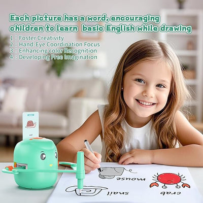 Interactive Drawing Robot for Kids – Montessori Learning Toy with Voice Guidance & 200 Word Cards