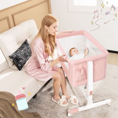 3-In-1 Adjustable Baby Bedside Bassinet with Mattress