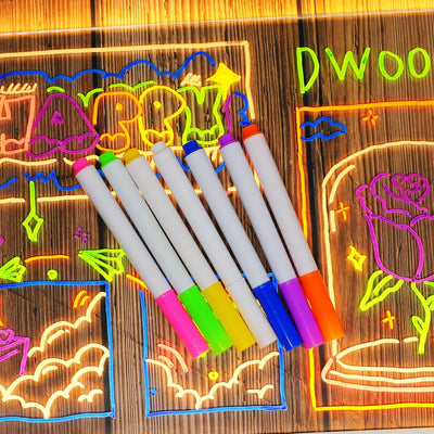 Blu Bebe LED Drawing Board with 7 Colors Pen/Stand,Acrylic Dry Erase Board,Art Creative Desktop Illuminated Wordpad