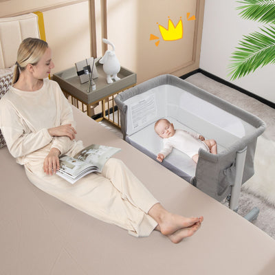 3-In-1 Adjustable Baby Bedside Bassinet with Mattress