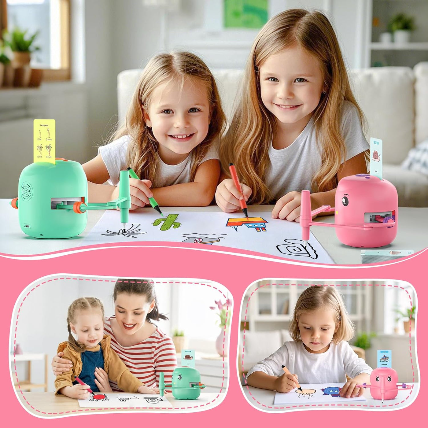 Interactive Drawing Robot for Kids – Montessori Learning Toy with Voice Guidance & 200 Word Cards