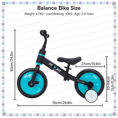 UBRAVOO Fit 'N Joy Beginner Toddler Training Bicycle for Boys Girls 2-4, 4-In-1 Kids Balance Bike with Pedals & Training Wheels