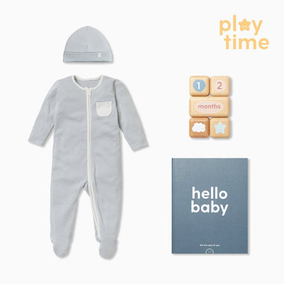 Baby Milestone & Clever Zip Sleepsuit Gift Set