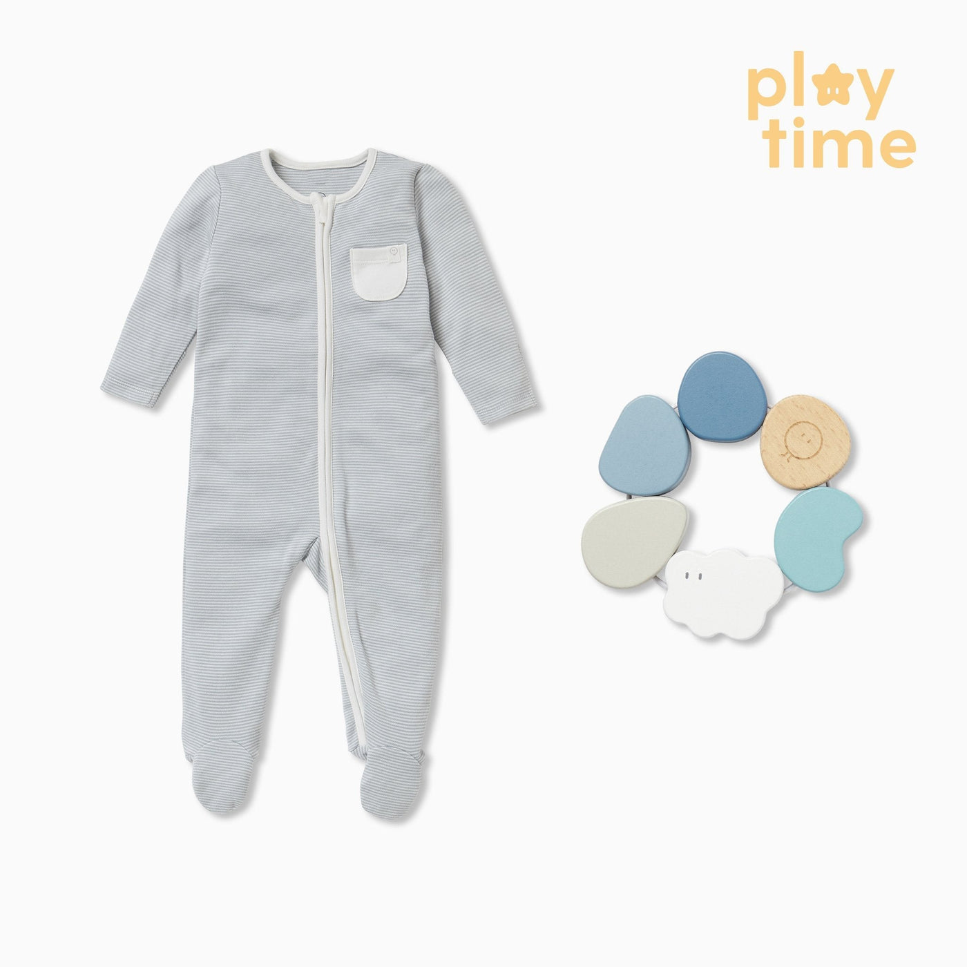 Grasping Toy & Clever Zip Sleepsuit Set