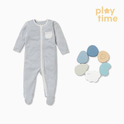 Grasping Toy & Clever Zip Sleepsuit Set