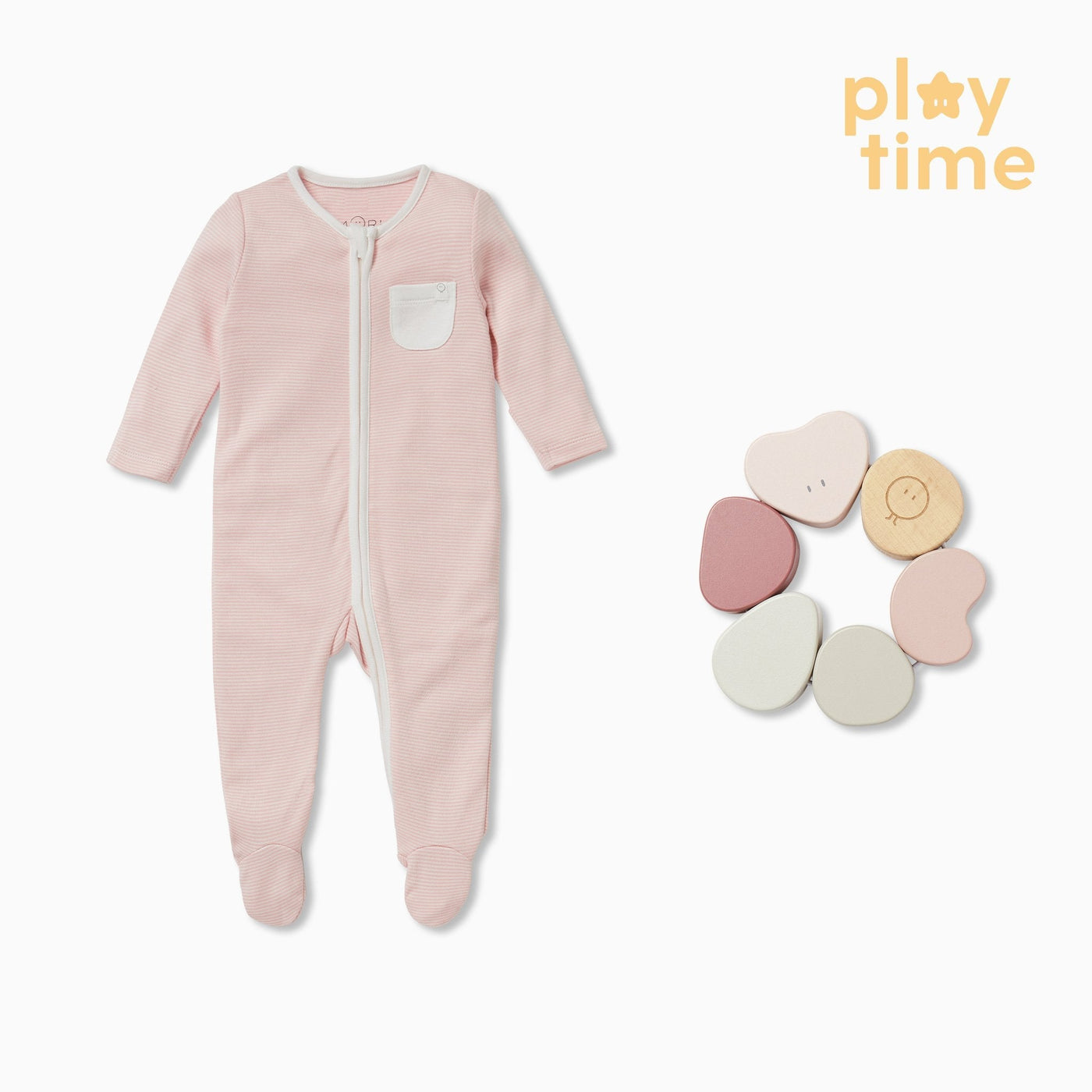 Grasping Toy & Clever Zip Sleepsuit Set