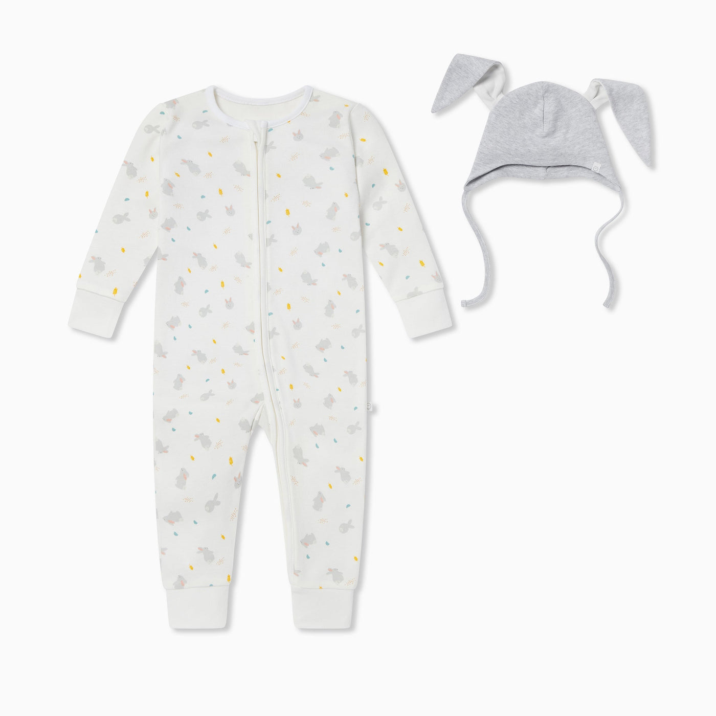 Bunny Clever Zip Sleepsuit & Bonnet Outfit