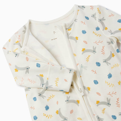 Bunny Print Zip-Up Sleepsuit