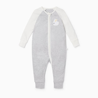 Bunny Raglan Zip-Up Sleepsuit