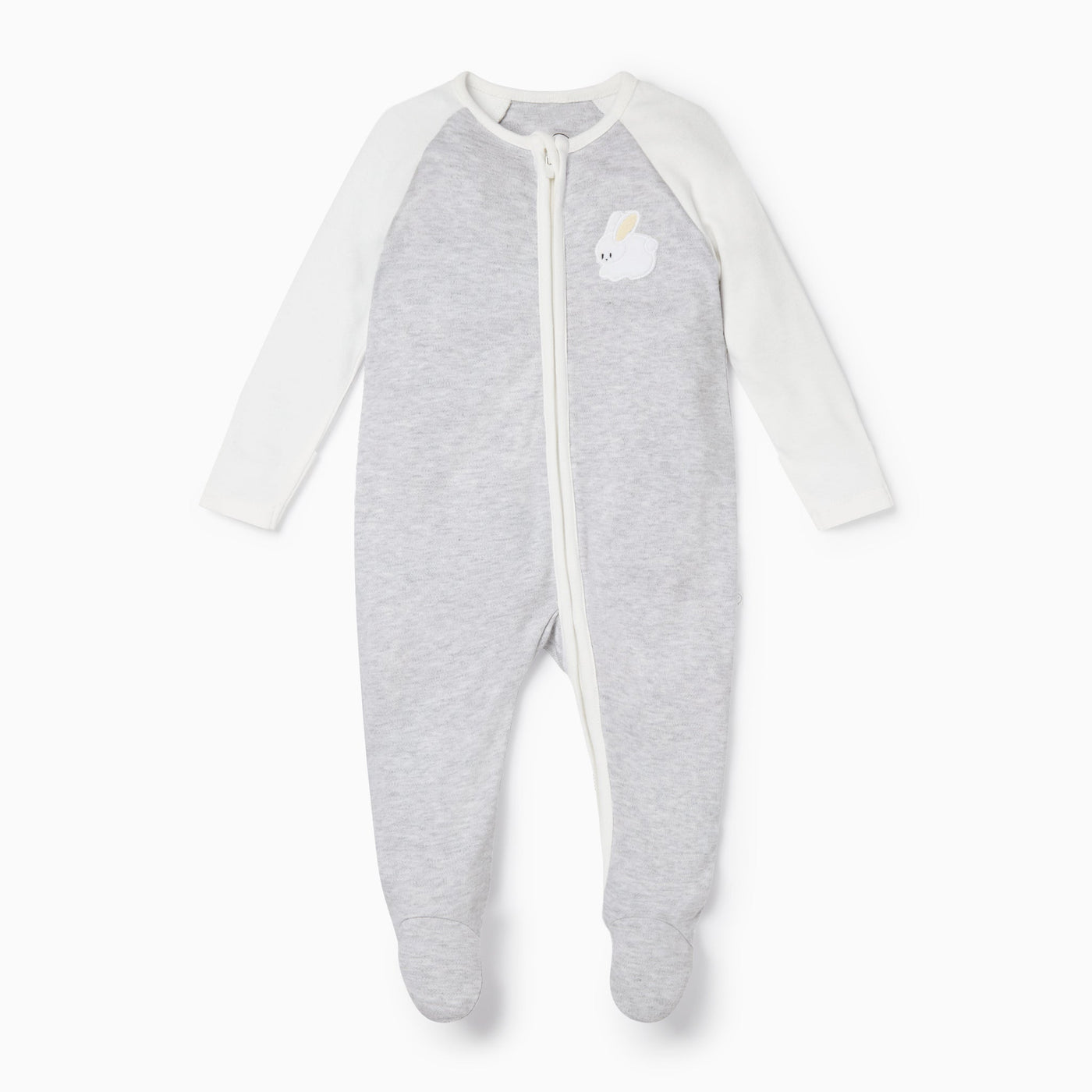 Bunny Raglan Zip-Up Sleepsuit