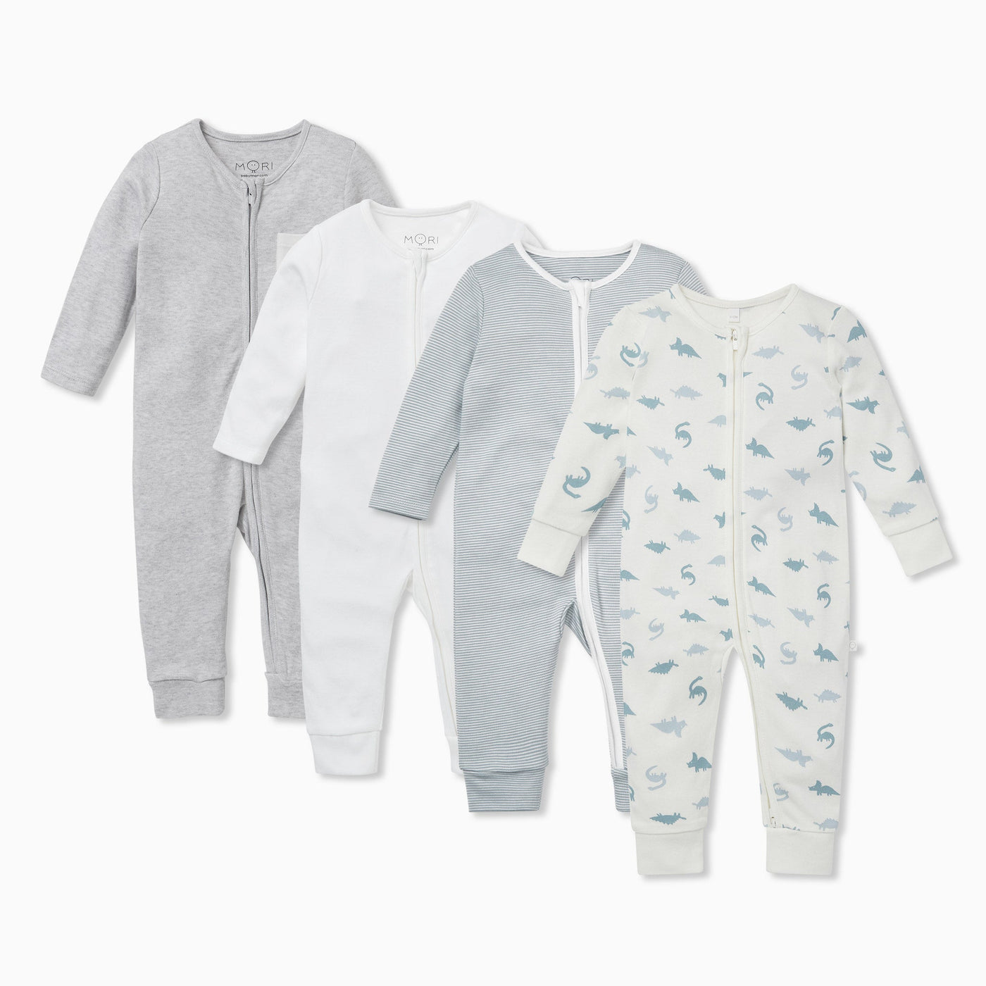 Dino Zip Sleepsuit 4 Pack
