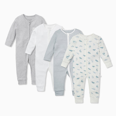 Dino Zip Sleepsuit 4 Pack