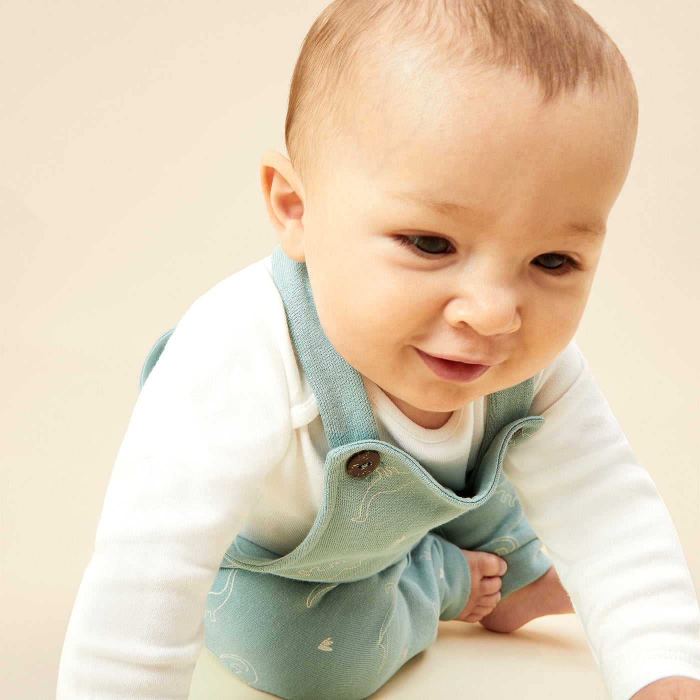 Dino Dungarees & Plain Bodysuit Outfit