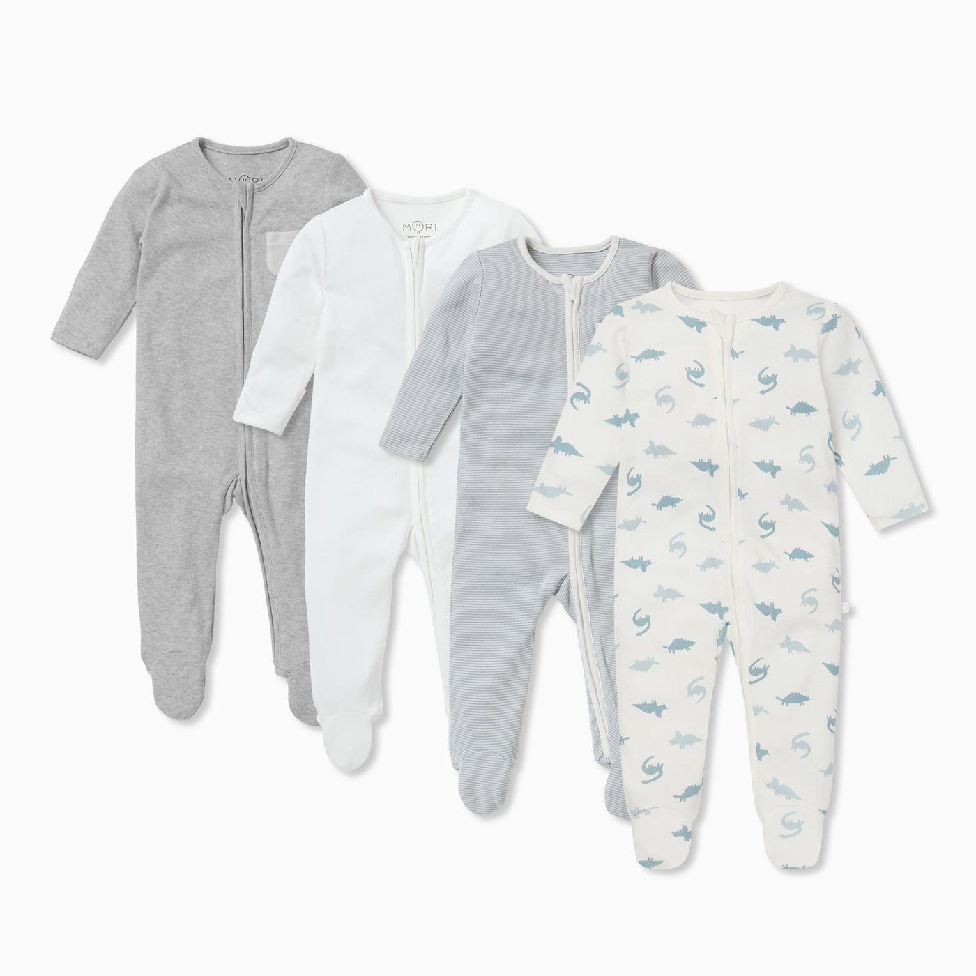 Dino Zip Sleepsuit 4 Pack