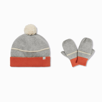 Knitted Beanie Hat & Mittens Set