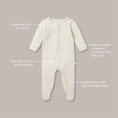 Ribbed Clever Zip Sleepsuit 4 Pack