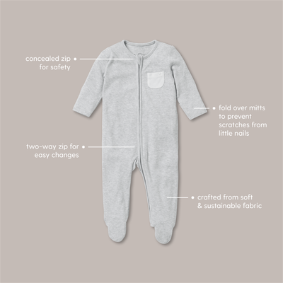 Pointelle Clever Zip Sleepsuit