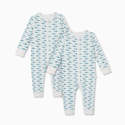 Little Fish  Zip-Up Sleepsuit 2 Pack