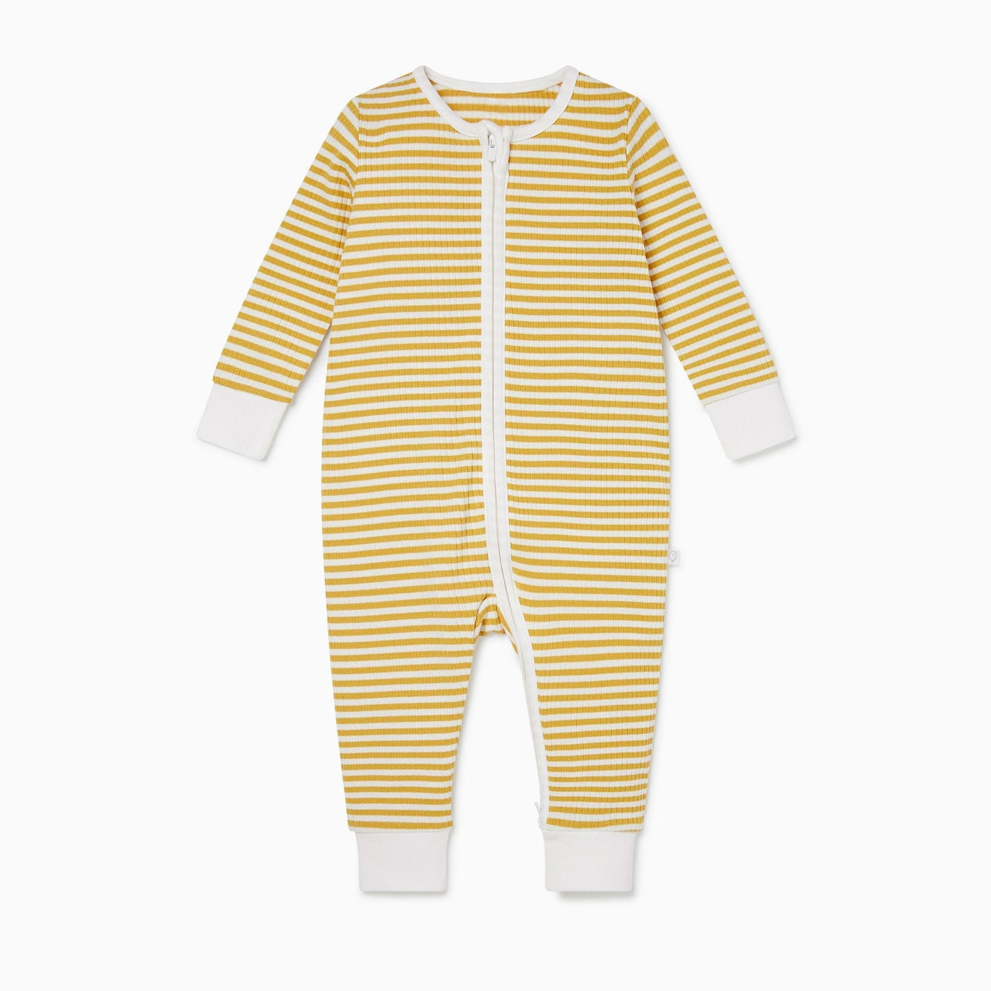 Mustard Stripe Ribbed Zip Sleepsuit