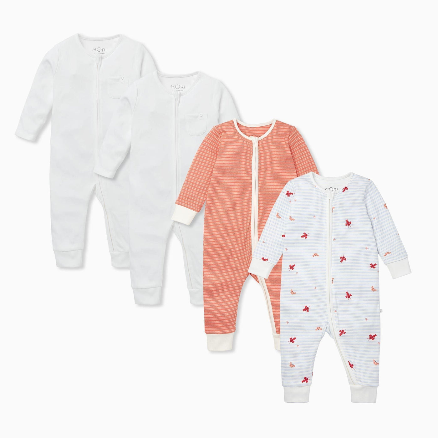 Ocean & Coral Zip-Up Sleepsuit 4 Pack