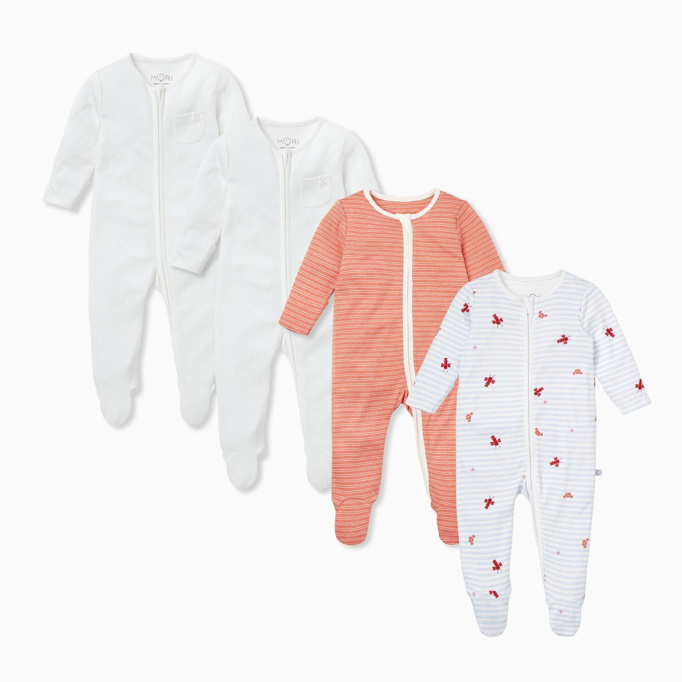 Ocean & Coral Zip-Up Sleepsuit 4 Pack