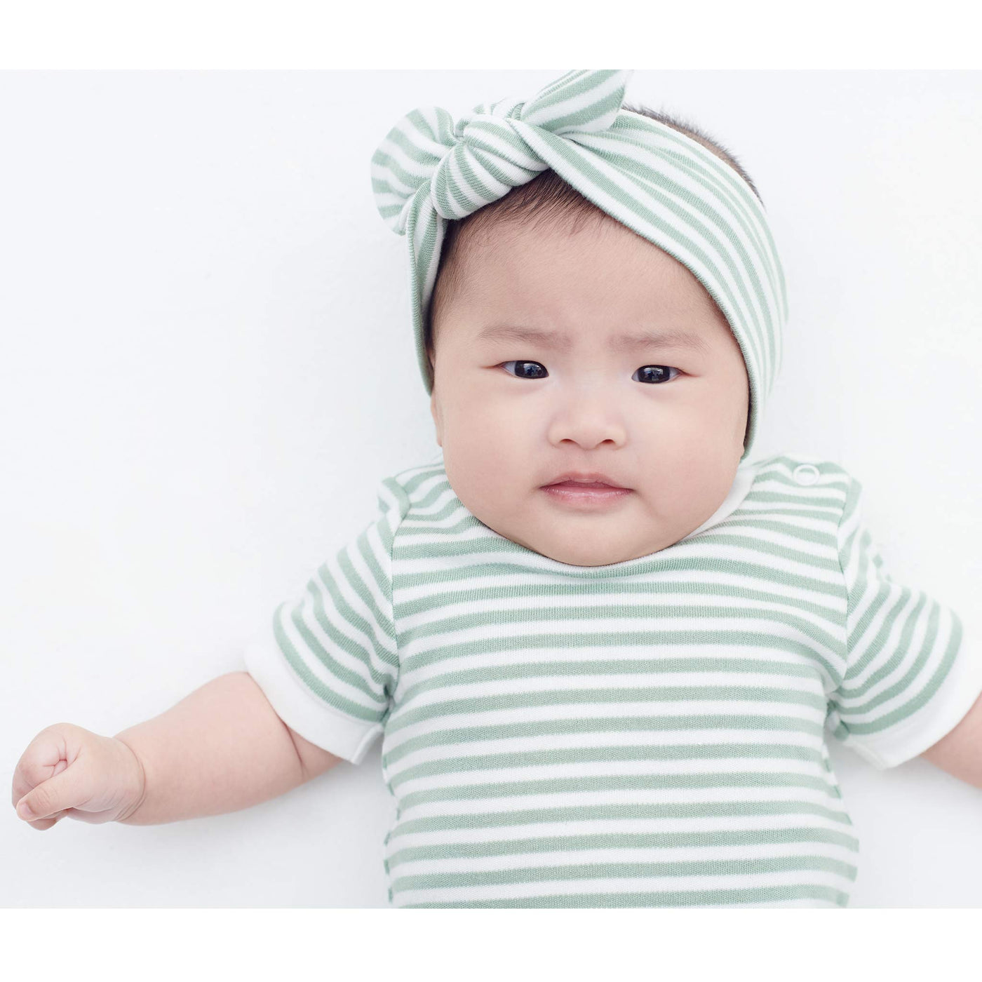 Sage Stripe Baby Headband