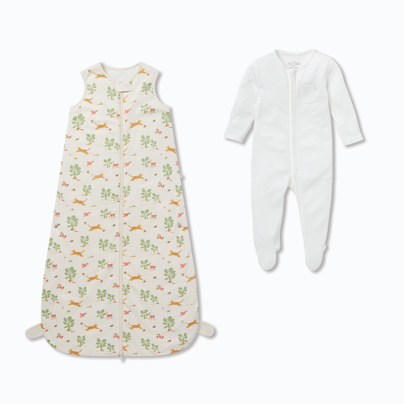 Rainforest & Plain Front Opening Bedtime Set 1.5 TOG