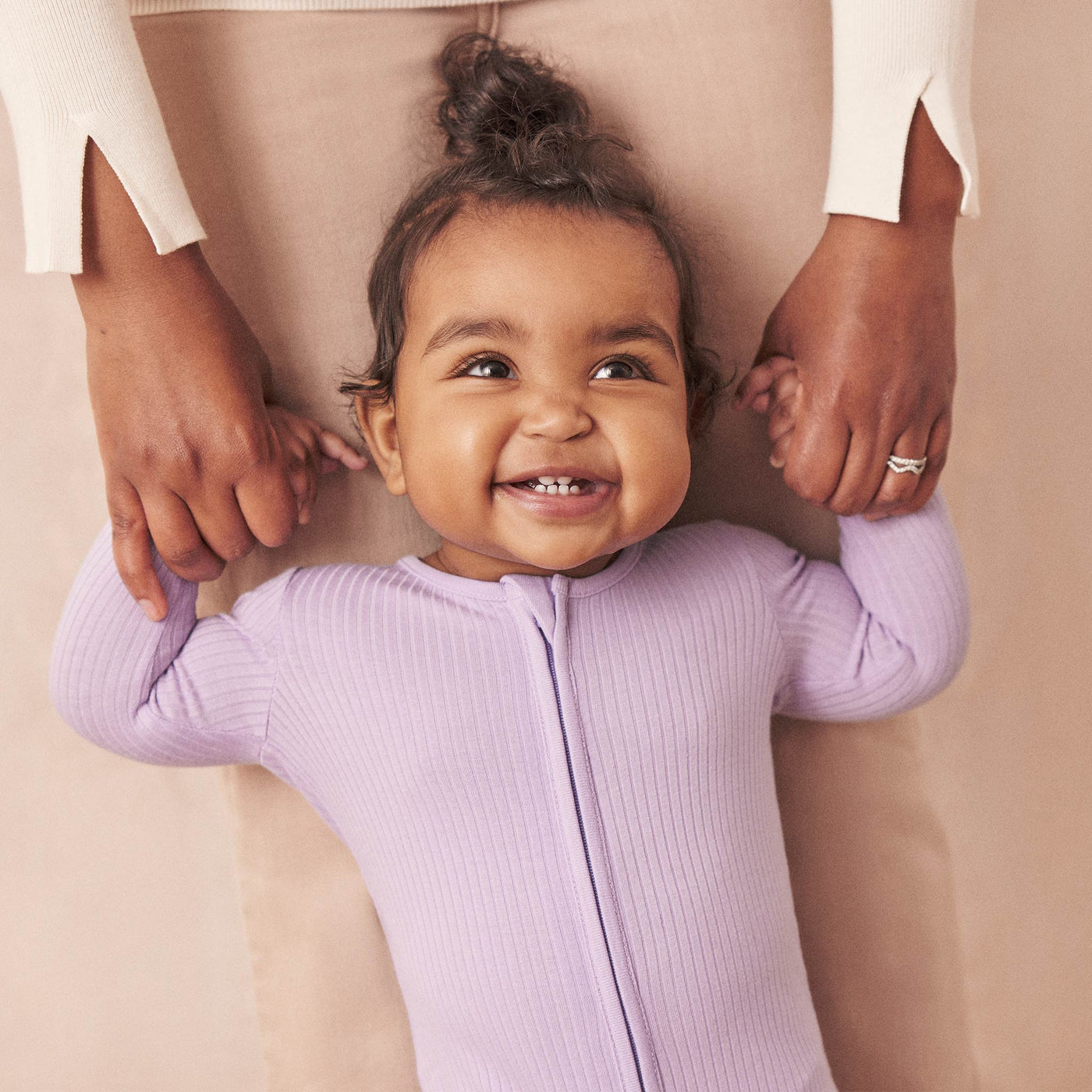 Lilac Ribbed Clever Zip Sleepsuit