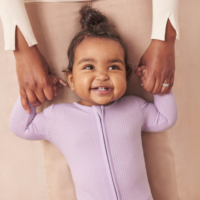 Lilac Ribbed Clever Zip Sleepsuit