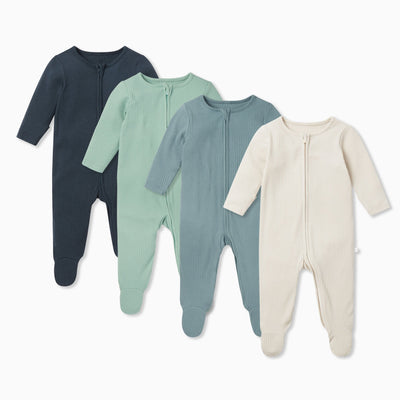Ribbed Clever Zip Sleepsuit 4 Pack