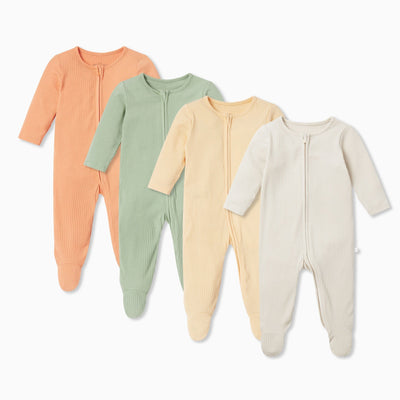 Ribbed Clever Zip Sleepsuit 4 Pack