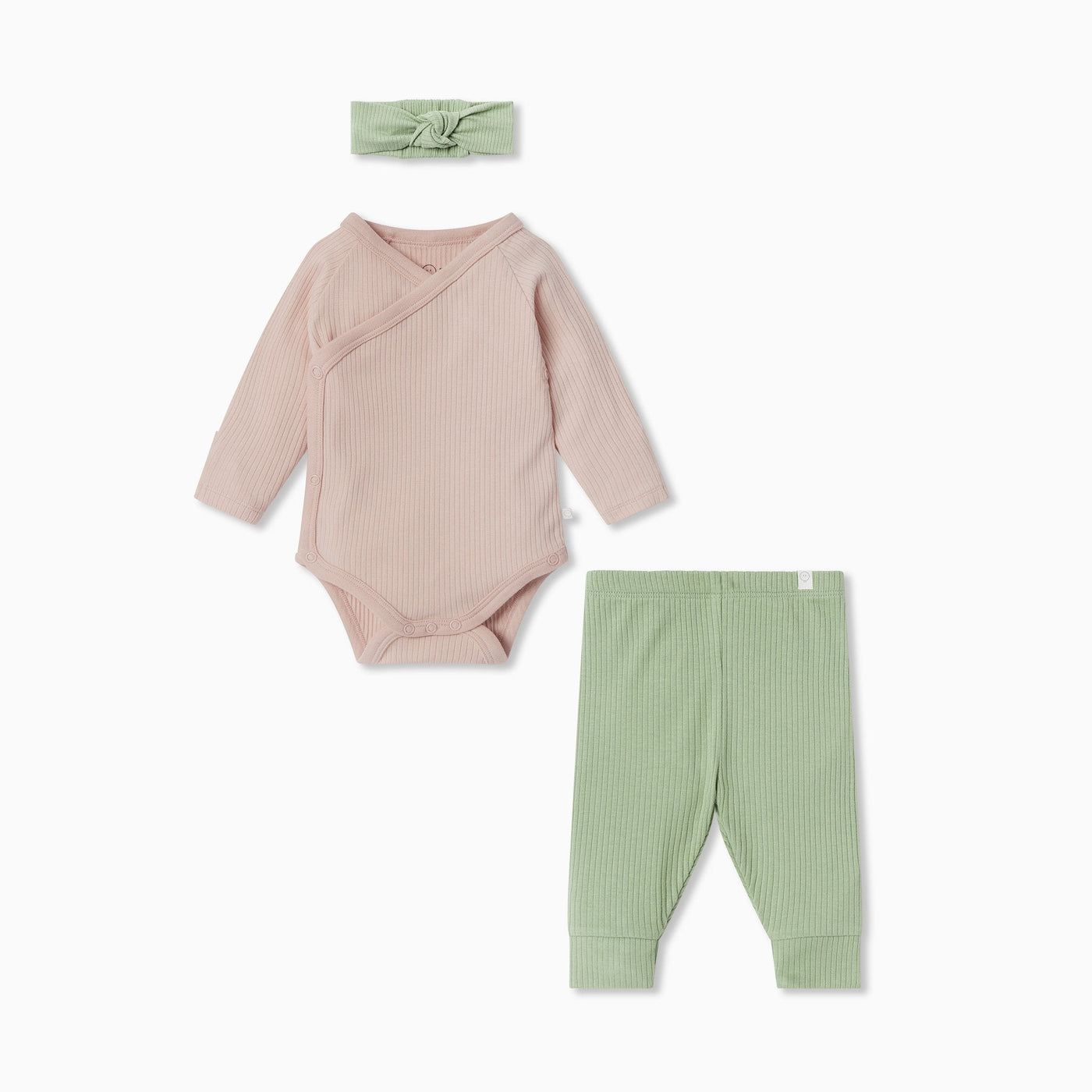 Ribbed Long Sleeve Kimono Bodysuit, Leggings & Headband Outfit