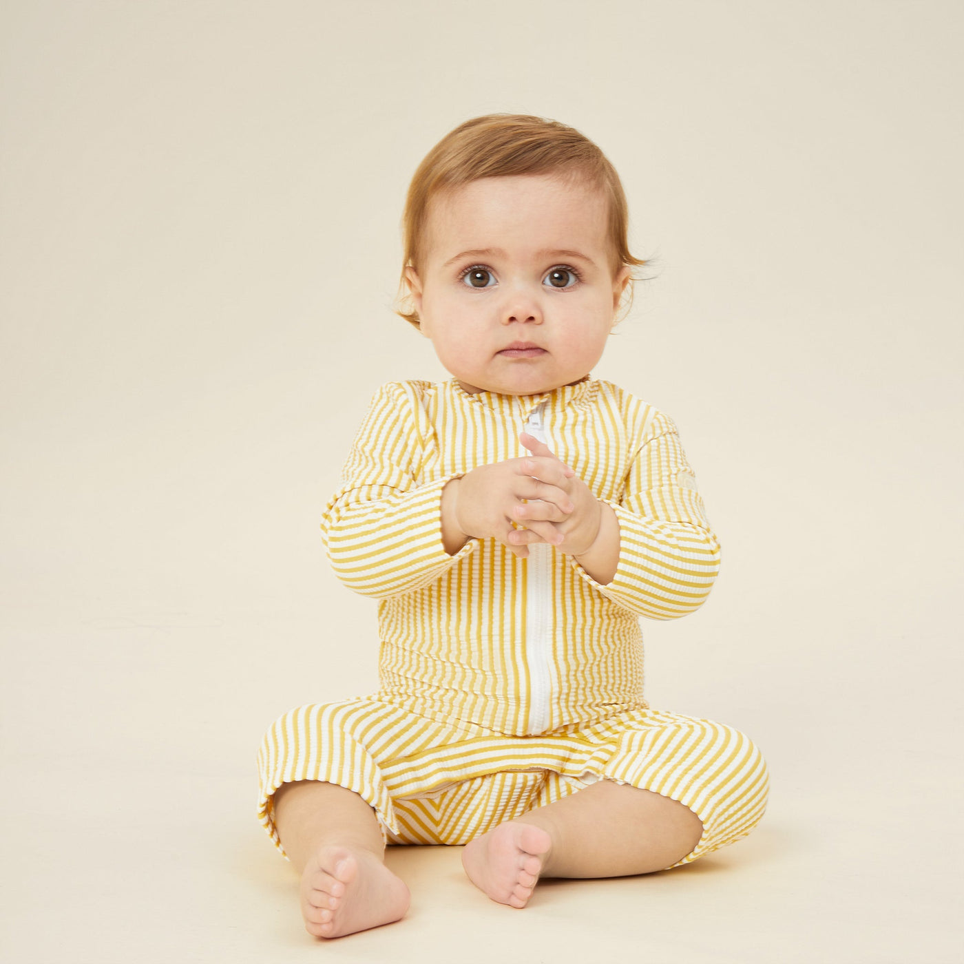 Seersucker Mustard Stripe Sun Safe Suit