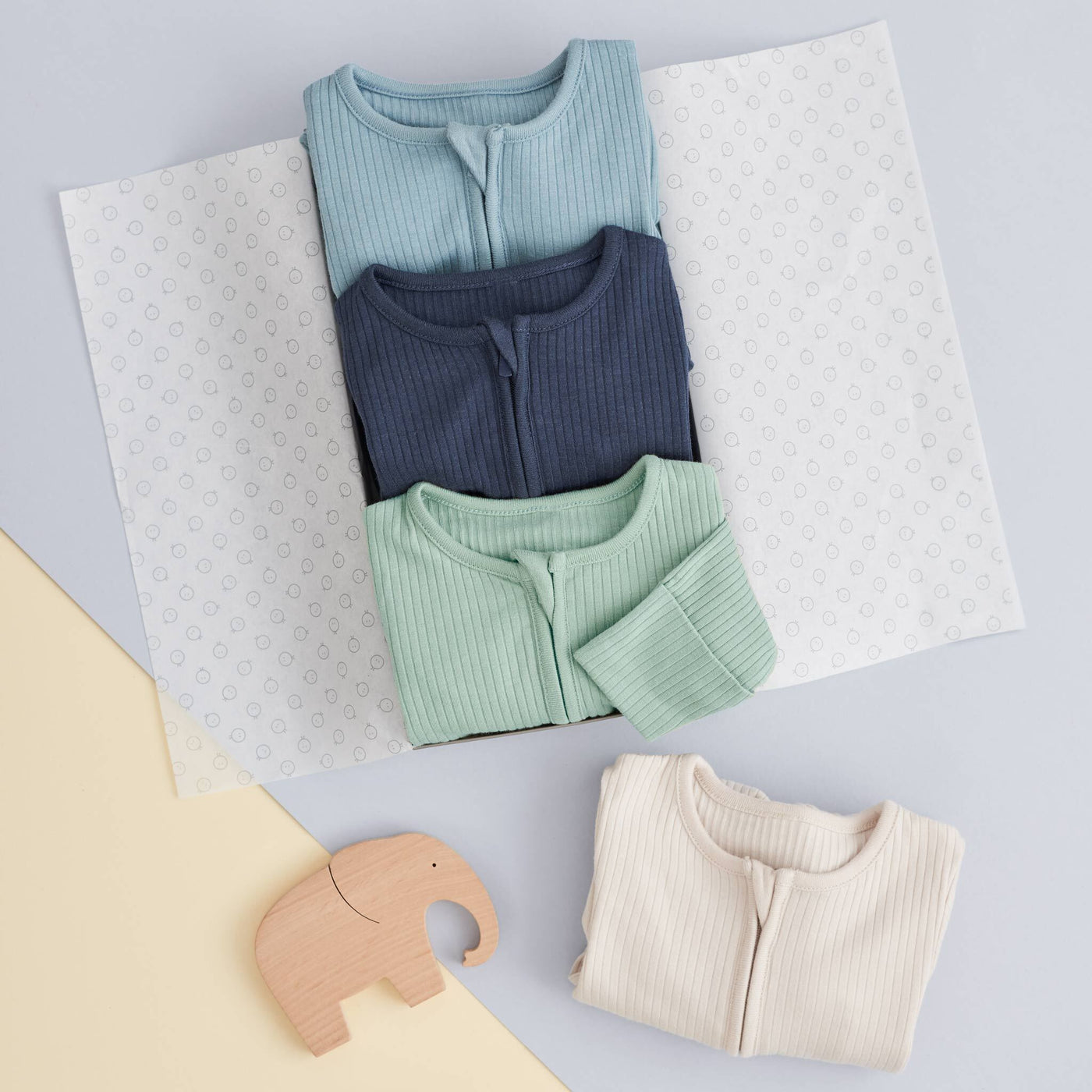 Ribbed Clever Zip Sleepsuit 4 Pack