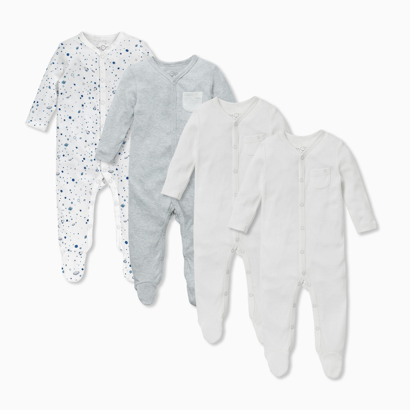 Space Front Opening Sleepsuit 4 Pack