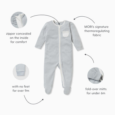Bunny Raglan Zip-Up Sleepsuit