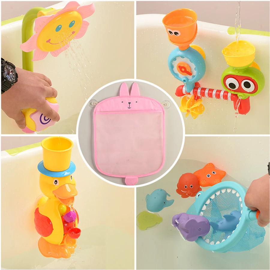 New Baby Bathroom Mesh Bag Sucker Design for Bath Toys Kids Basket Cartoon Animal Shapes Cloth Sand Toys Storage Net Bag