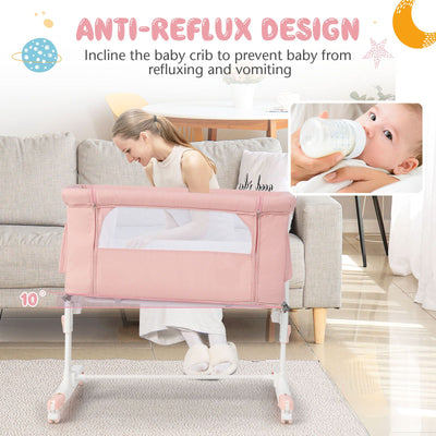 3-In-1 Adjustable Baby Bedside Bassinet with Mattress