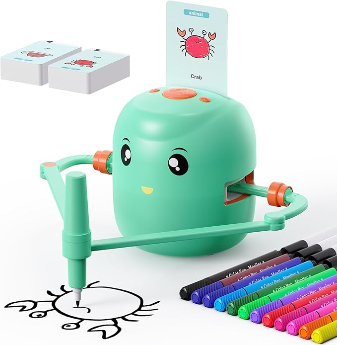 Interactive Drawing Robot for Kids – Montessori Learning Toy with Voice Guidance & 200 Word Cards