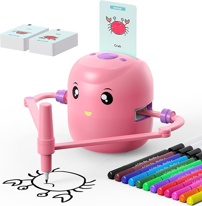 Interactive Drawing Robot for Kids – Montessori Learning Toy with Voice Guidance & 200 Word Cards