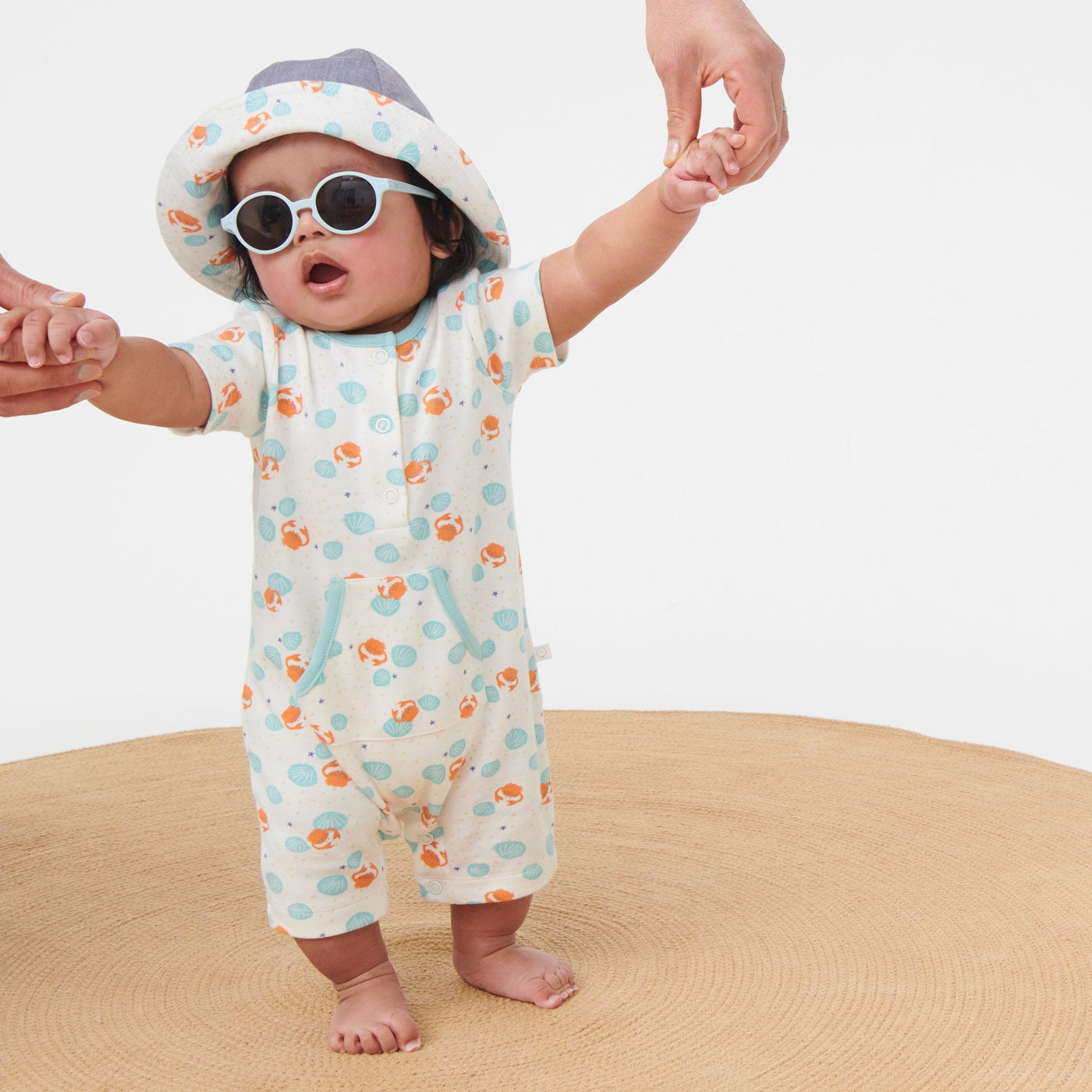 Crab & Shell Pocket Romper