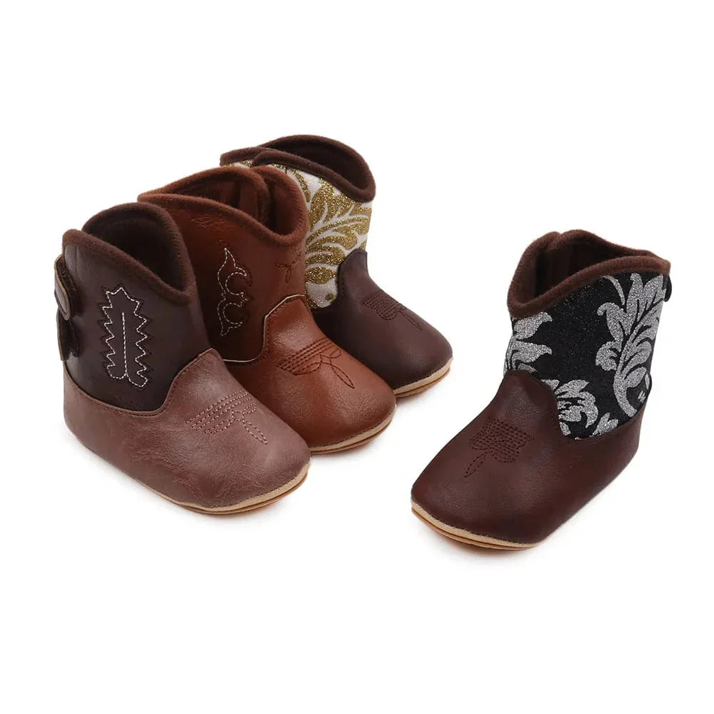 Embroidered Design Baby Soft Leather Boots