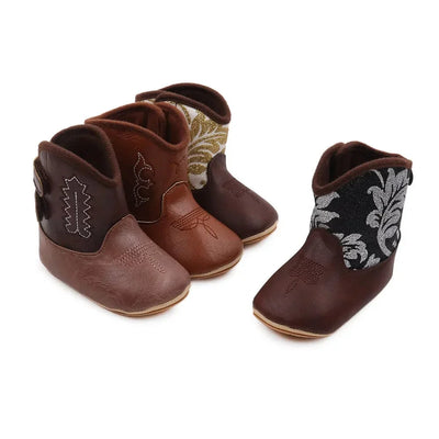 Embroidered Design Baby Soft Leather Boots