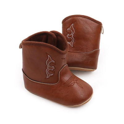 Embroidered Design Baby Soft Leather Boots