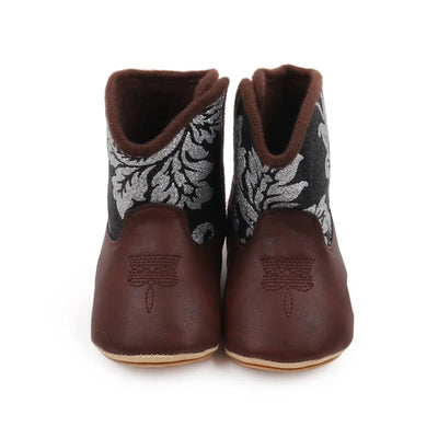 Embroidered Design Baby Soft Leather Boots