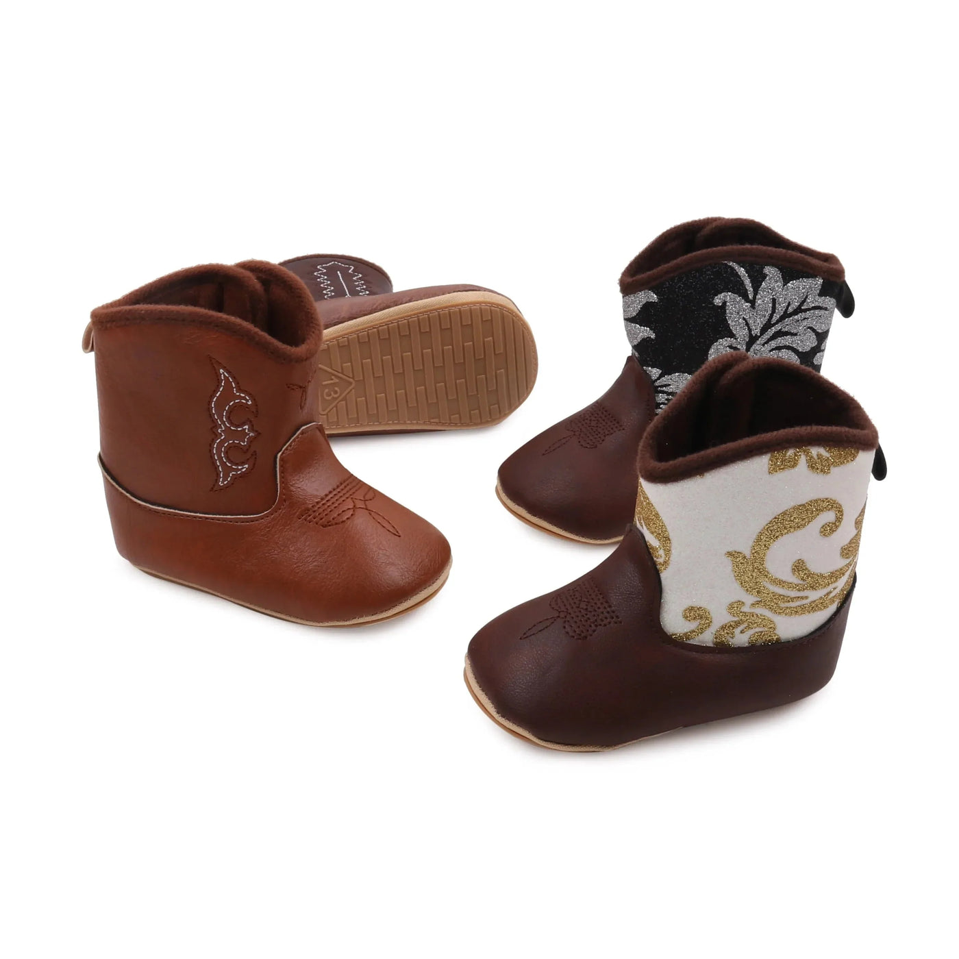 Embroidered Design Baby Soft Leather Boots