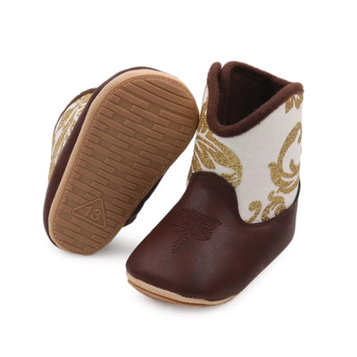 Embroidered Design Baby Soft Leather Boots